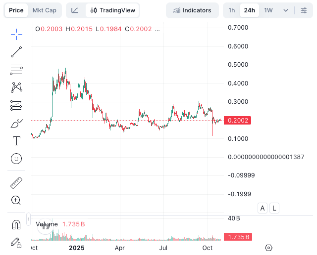 Dogecoin fiyatı kritik desteği test eder | Kaynak: TradingView