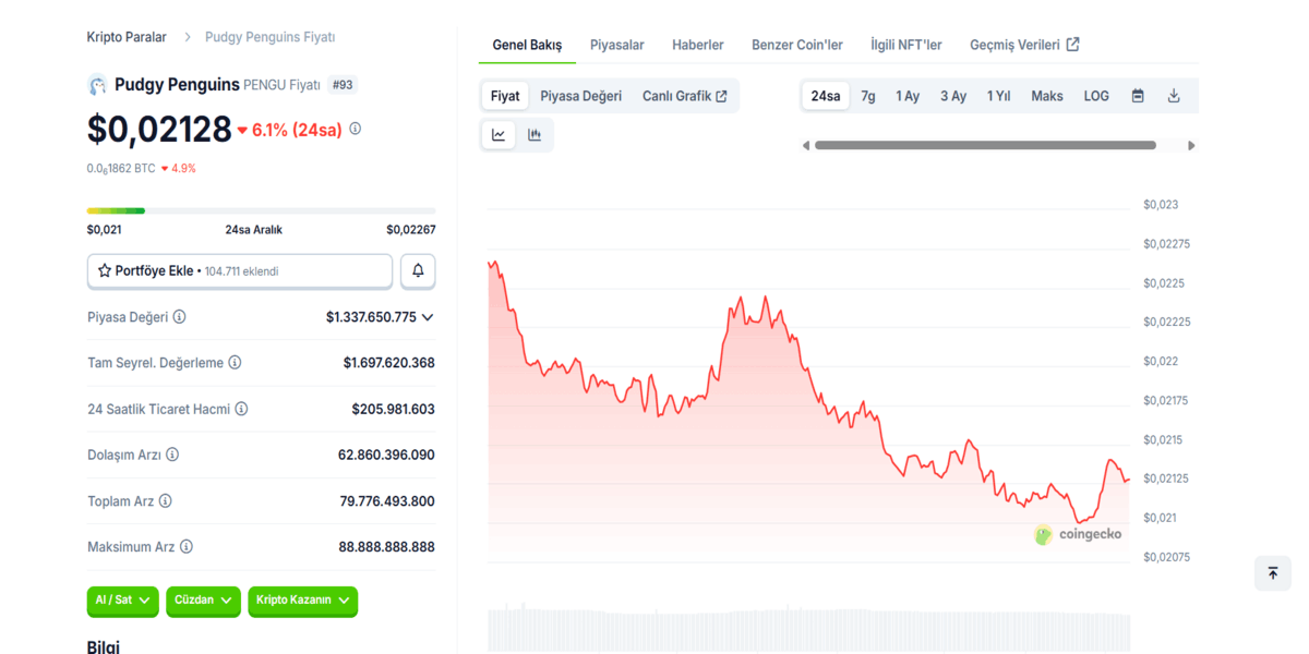 Solana ağındaki meme coinler - Pudgy Penguins (PENGU)