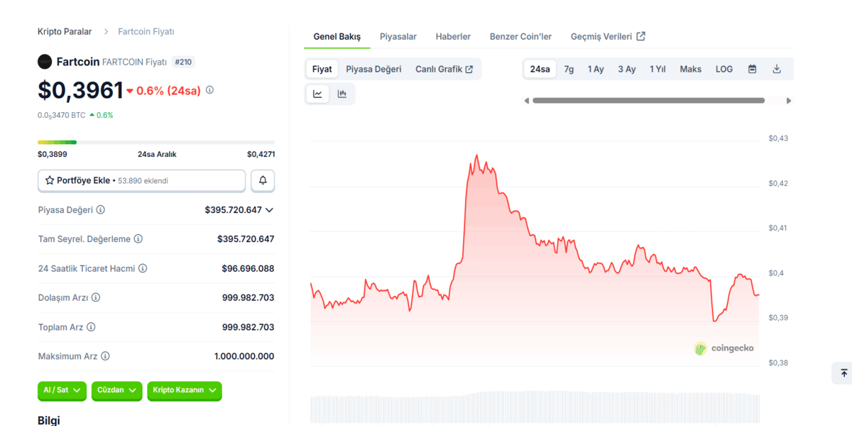 Solana ağındaki meme coinler - Fartcoin