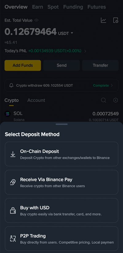 Hesabınıza para yatırın - Binance Futures