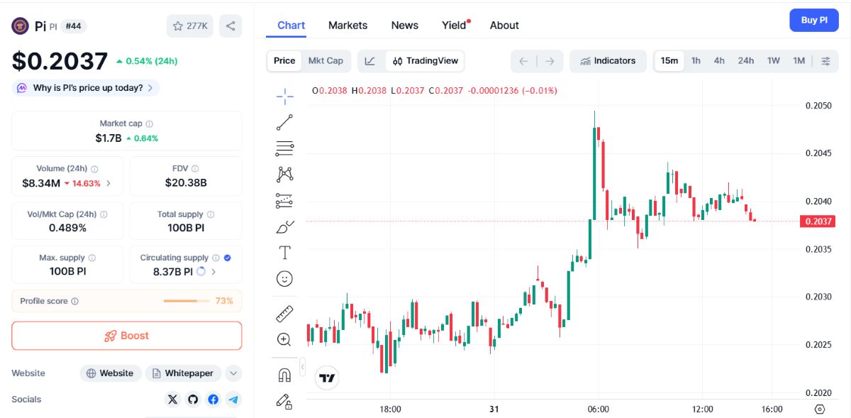 Pi Network 31 Aralık 2025 fiyatı