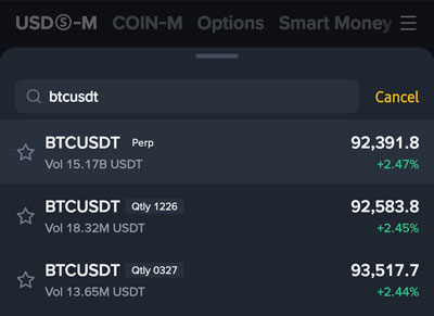 Vadeli işlem çifti seçin - Binance Futures