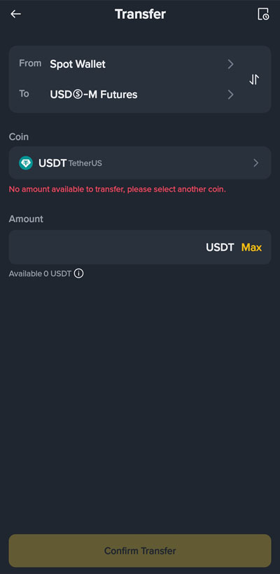 Binance vadeli işlem cüzdanınıza bakiye aktarın