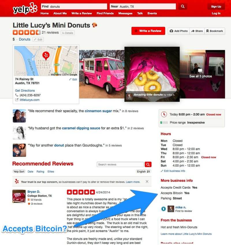 Yelp Can Now Show You If a Business Accepts Bitcoin