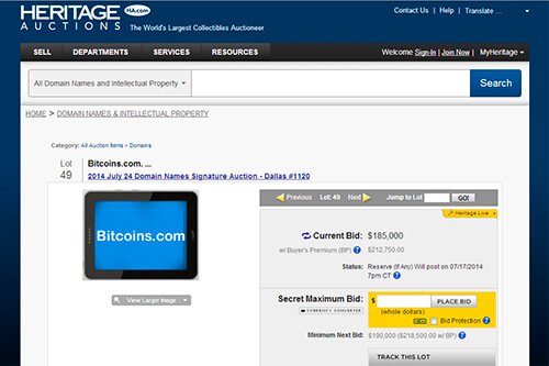 Domain Bitcoins.com Being Sold at Auction by Mt. Gox Founder Mark Karpeles