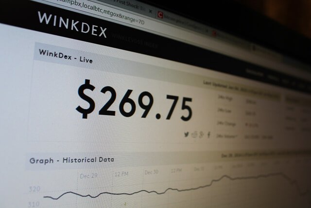 The current Bitcoin price is seen on WinkDex website. Winklevoss Index (also known as WinkDex) is a pioneering effort in the analysis and presentation of global bitcoin pricing and currently uses data from the most active qualified U.S. dollar denominated bitcoin exchanges. Photo: Siarhei Karotki/CoinSpeaker