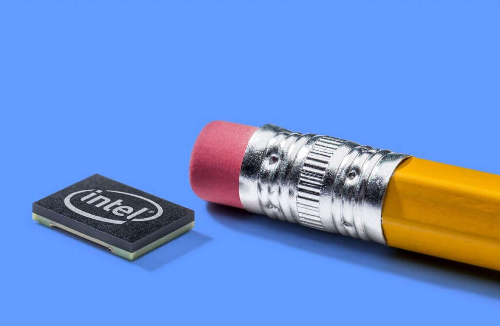 The Intel Curie module isn’t much bigger than a pencil eraser but will power the next big thing in wearables and small-connected devices. Photo: Intel