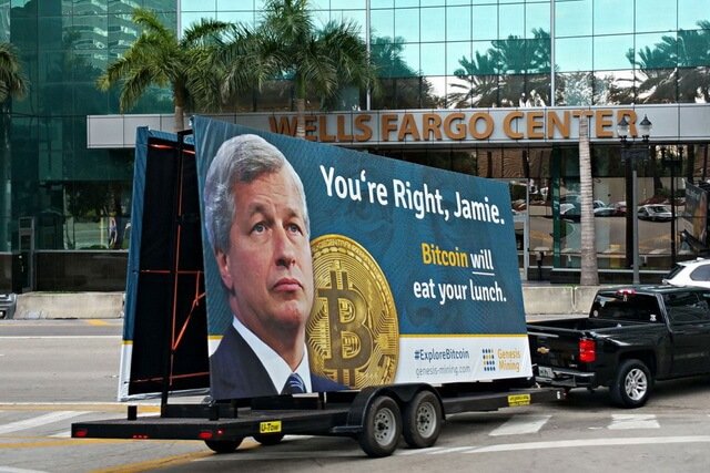 Genesis Mining Trolls JP Morgan CEO Jamie Dimon in New Ad Campaign in Miami