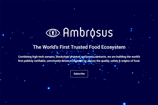 The Trusted Food Ecosystem Ambrosus Announces ICO to Comprehensively Monitor the Quality of Our Food