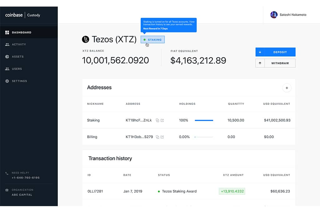 Coinbase Custody Launches Staking Support for Tezos