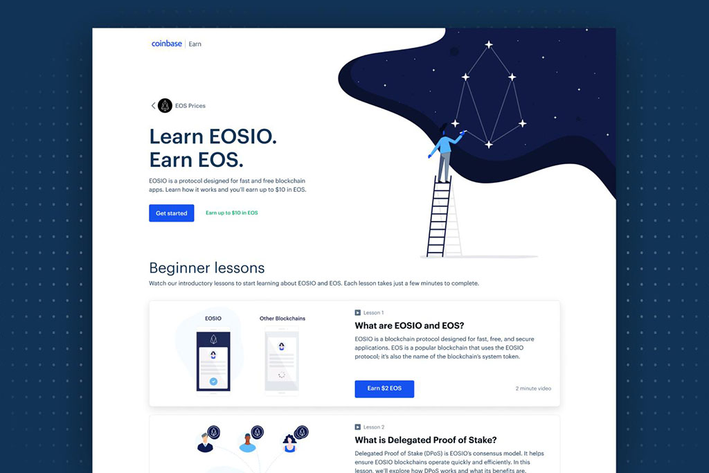 Coinbase Adds EOS to Coinbase Earn Educational Program