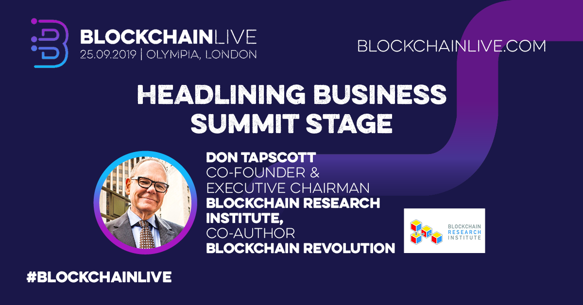 Blockchain Live Returns to London Olympia, 25th September 2019