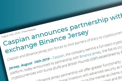 Binance Jersey Partners with Caspian Crypto Trading and Risk Assessment Platform