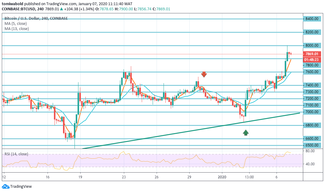 Bitcoin Rally Unclear while Faltering at $8000, Mining Hash Rate at All-Time High