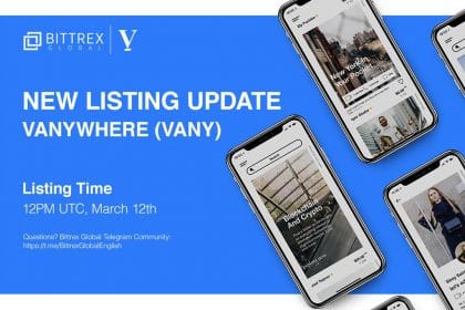 Bittrex Global Announces Listing of Vanywhere (VANY)