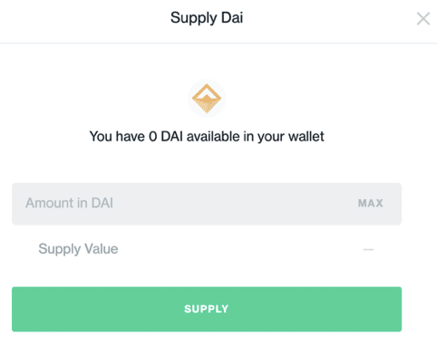 Sypply DAI page from the Compound app