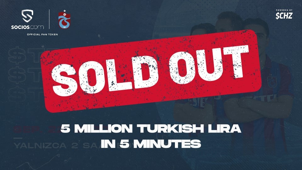 Trabzonspor $TRA Fan Token Generates 5 Million Turkish Lira in less than 5 Minutes