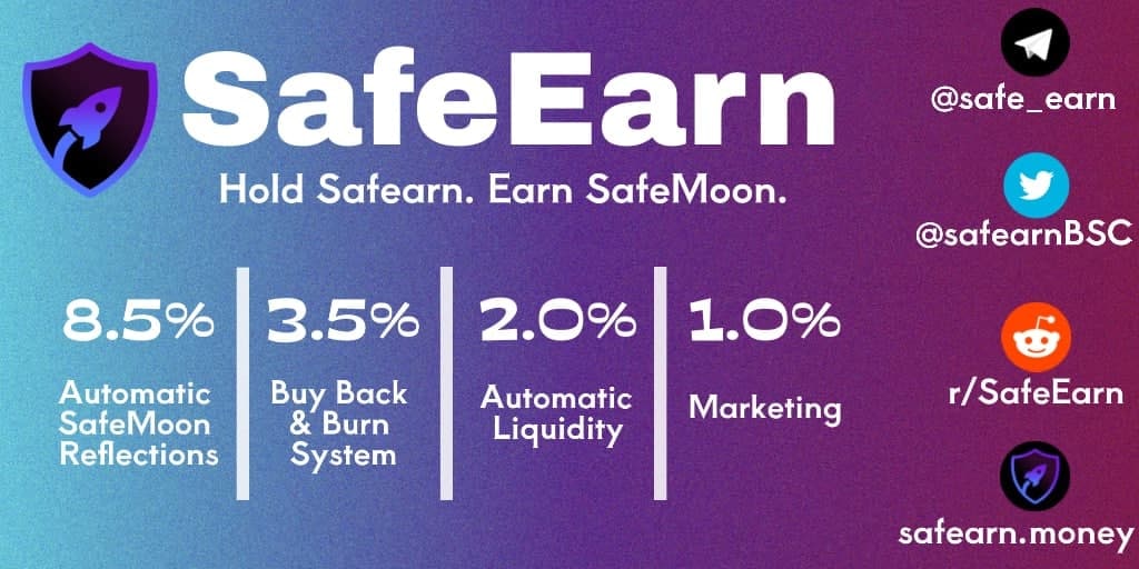 Safe Earn's Launch Gives Large Rewards in SafeMoon to Holders