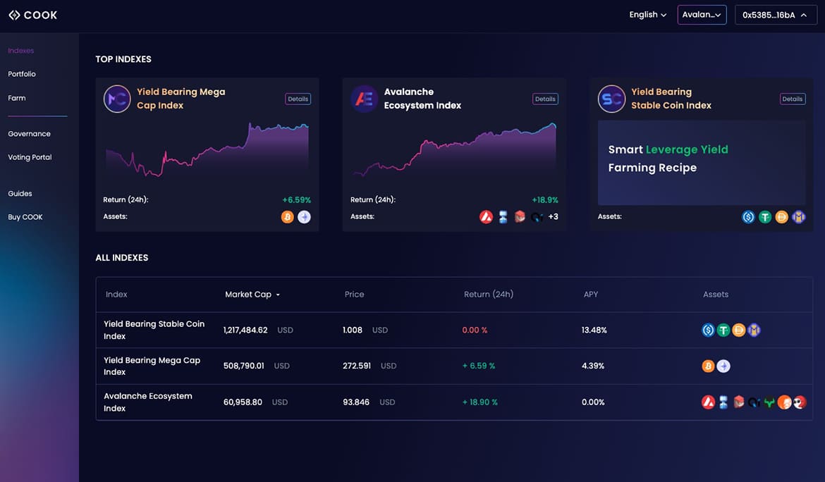 Cook Finance Launches First Ever DeFi Index Platform on Avalanche