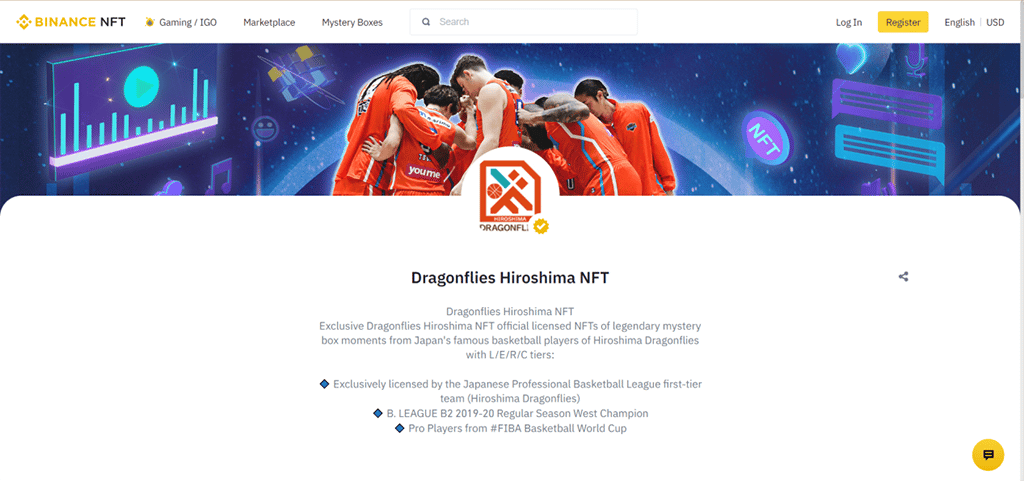 The Star Digital Collectible Game Hiroshima Dragonflies NFT Is Publicly Available on the Binance NFT Market