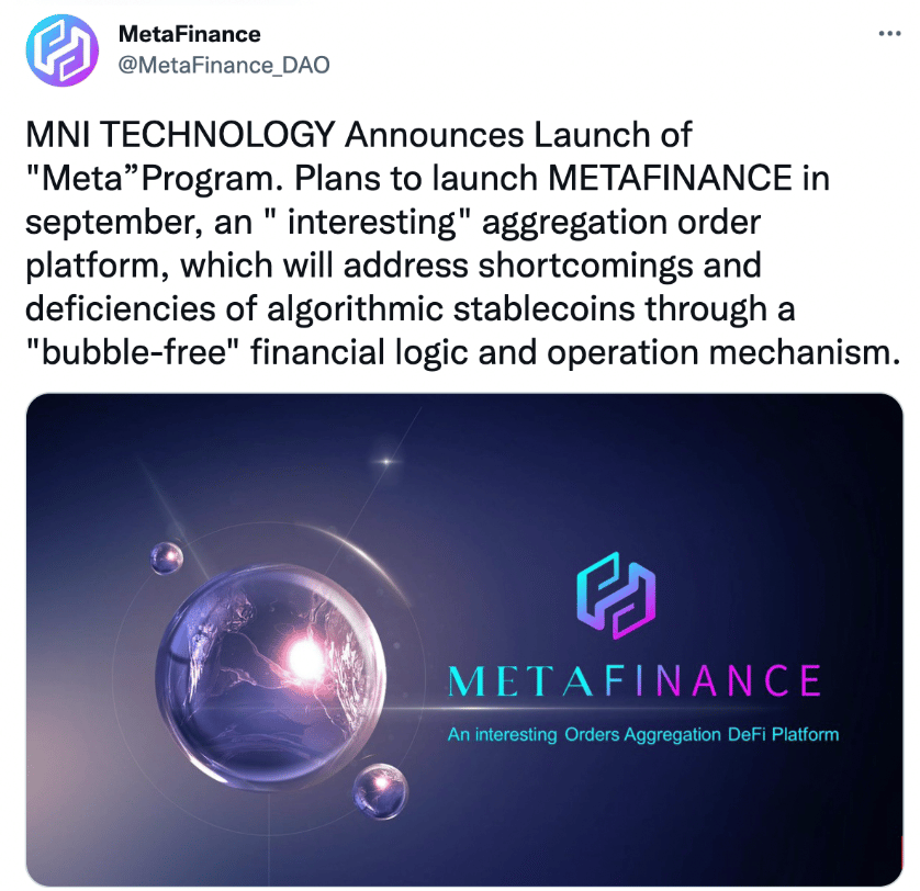 MNI Technology Launched the Meta Plan and MetaFinance Pioneers Bubble-Free New Finance