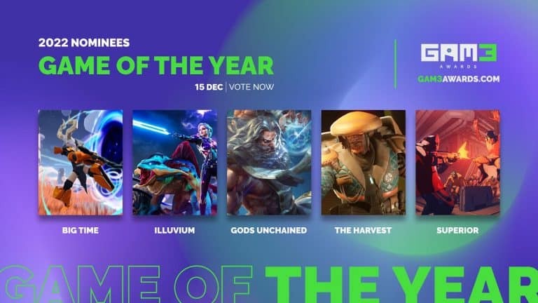 GAM3 Nominees nthuav tawm Ua ntej ntawm Thawj Web3 Gaming Awards