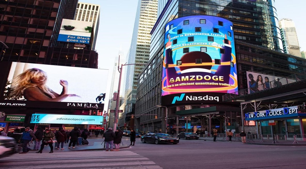 AmzDoge Financial Once Again Featured on the NASDAQ Screen in Times Square