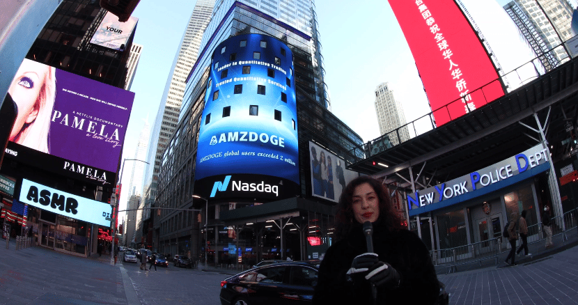 AmzDoge Financial Once Again Featured on the NASDAQ Screen in Times Square