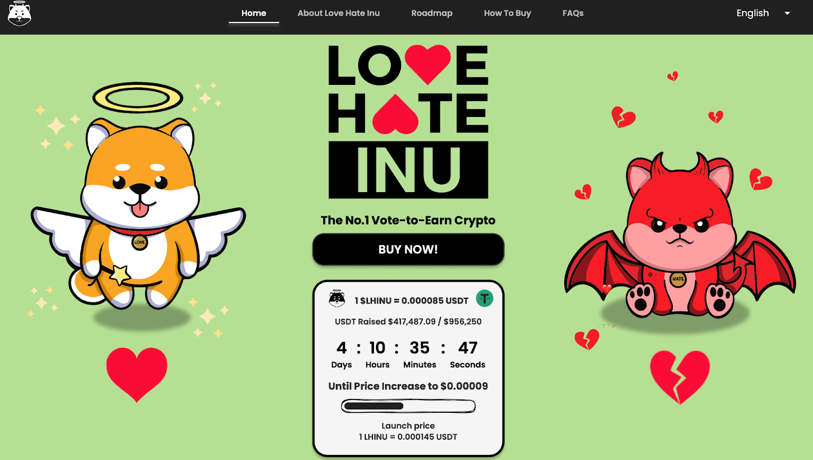 Love Hate Inu Presale: Vote-to-Earn Crypto Secures $4,00,000 in the First Stage