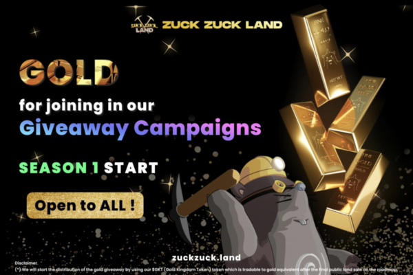 Metaverse Project Zuck Zuck Land Announces Giveaway Campaign in Gold