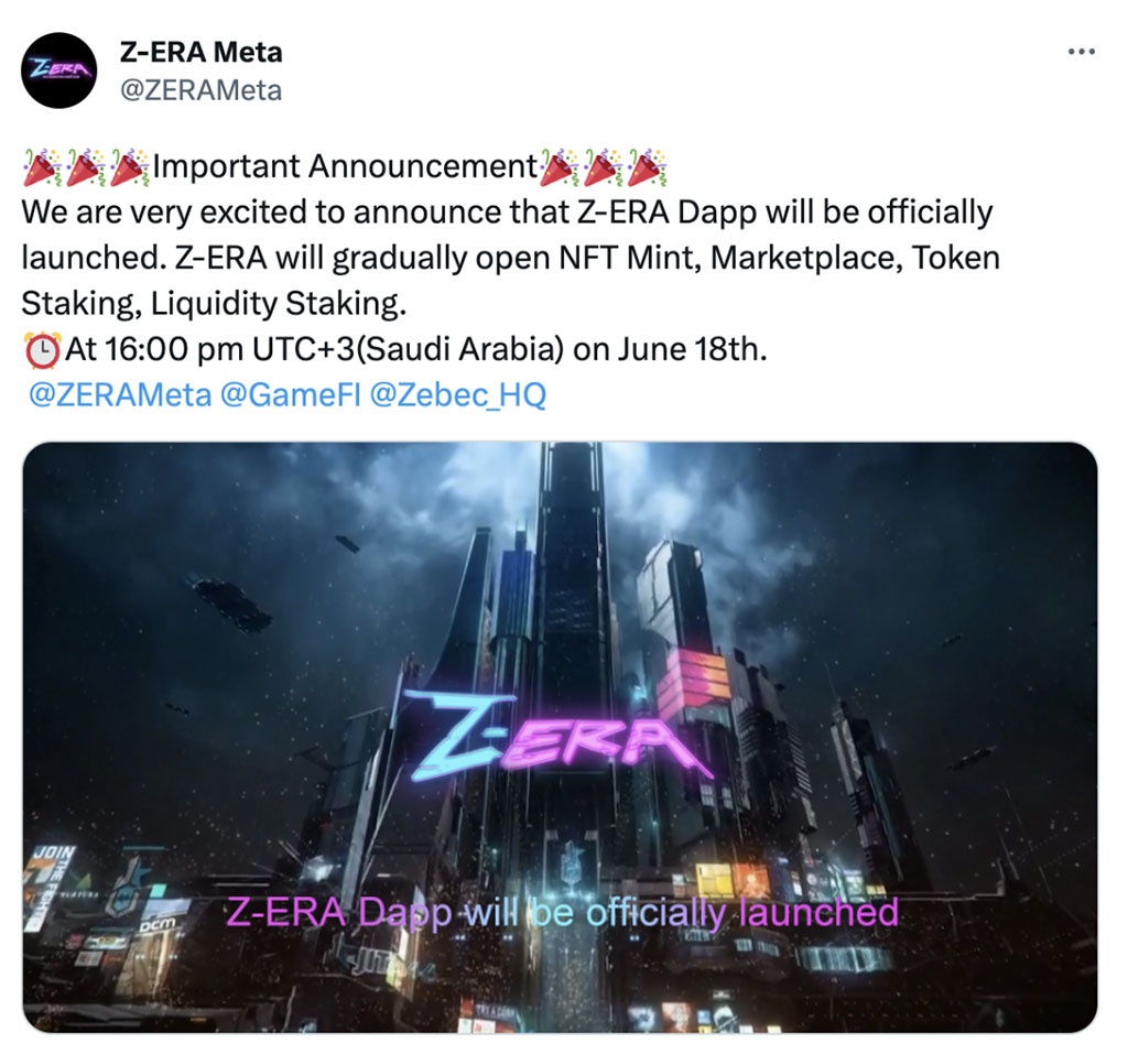 Z-ERA Platform Launched Its First Game ZERA in June, Industry Revolutionized by Amazing Combination of Web3.0 and Traditional Gaming 
