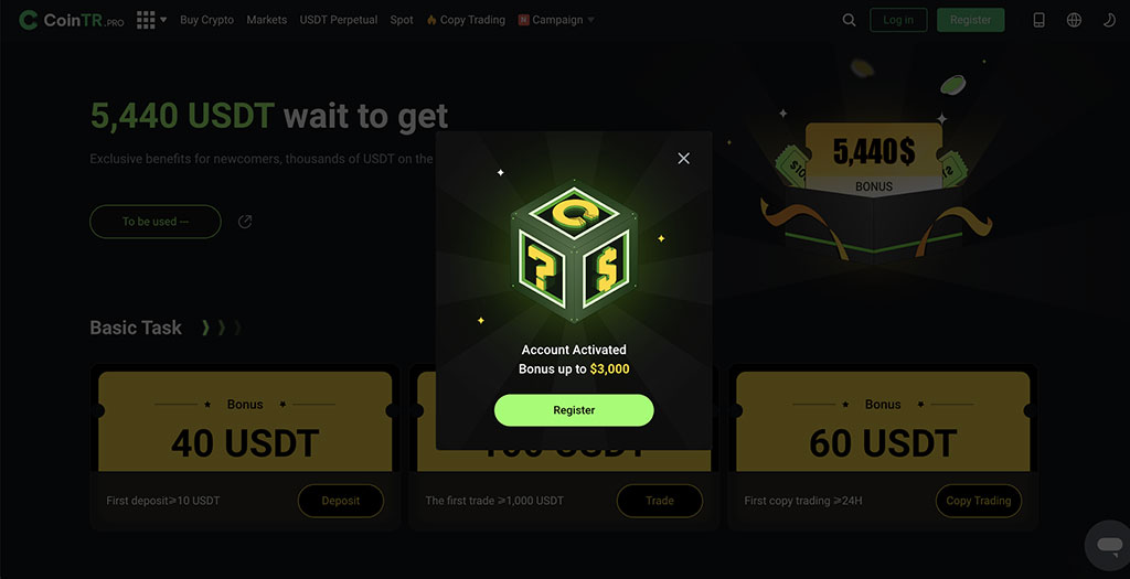 CoinTR's Exclusive Offer for New Users: Get a Chance to Win Up to $5,440 in Bonus!