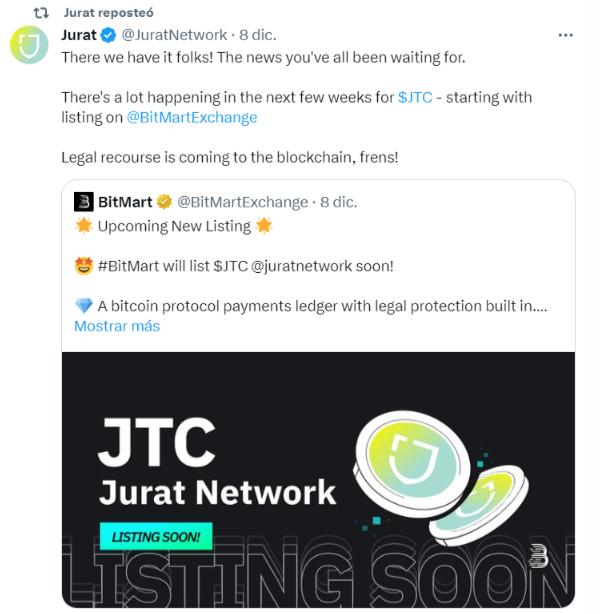 $JTC Network, a New Layer 1 Blockchain Focused on Legal Enforcement, To List On BitMart Exchange