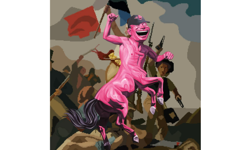 Human and Liberty Leading the People  by Yue Minjun, 2024