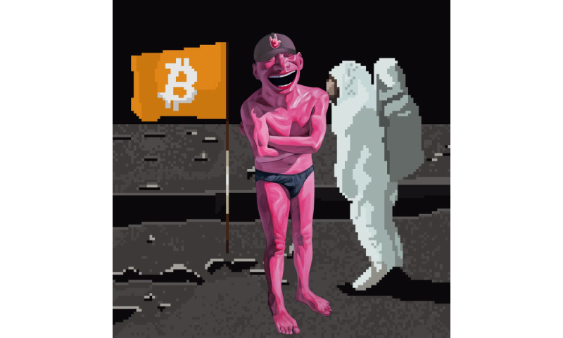Human and Moon Landing by Yue Minjun, 2024