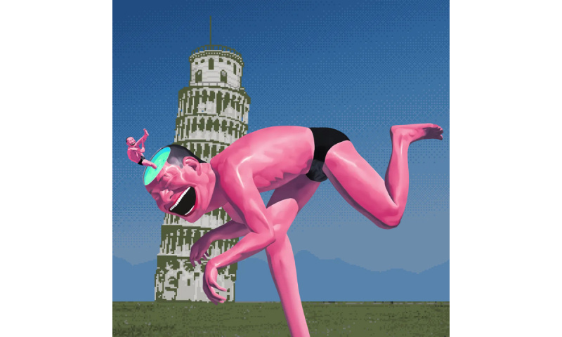 Human and The Leaning Tower  by Yue Minjun, 2024