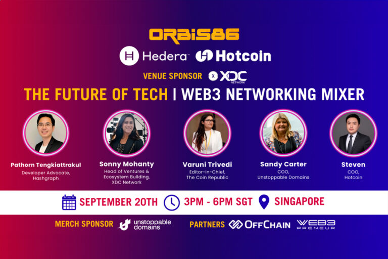 Orbis86 x Hotcoin x Hedera – The Future of Tech: Web3 Networking Mixer in Singapore on September 20th