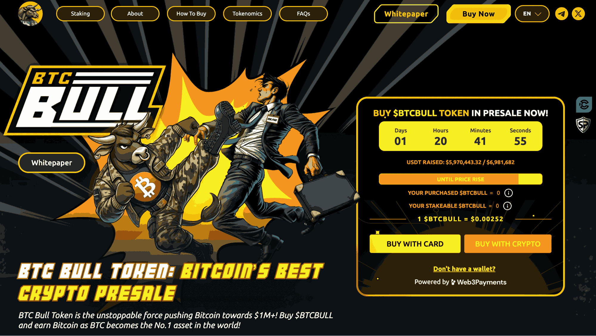 BTC Bull Token (BTCBULL) presale screenshot from the official website