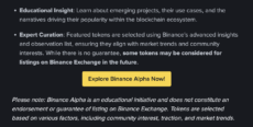 Binance's curation of new tokens