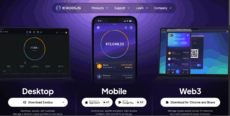 Exodus wallet showing the interfaces over desktop, mobile and browser extensions