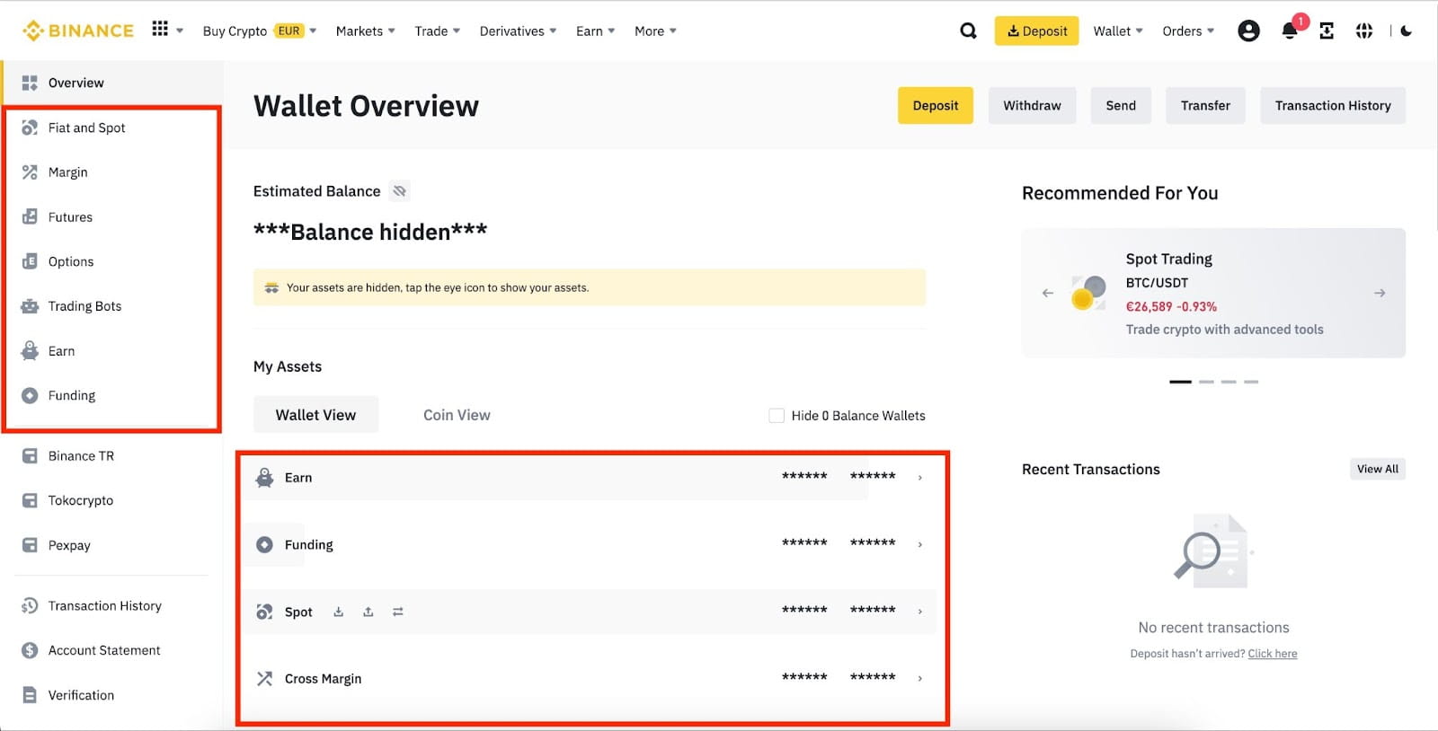<span style="font-weight: 400;">Binance Wallet Overview. Users can manage Spot, Margin, Futures, Options, Earn, and Funding balances in one place. Source: </span><a href="http://www.coinspeaker.com/go/binance-wallet"><span style="font-weight: 400;">Binance Wallet</span></a>