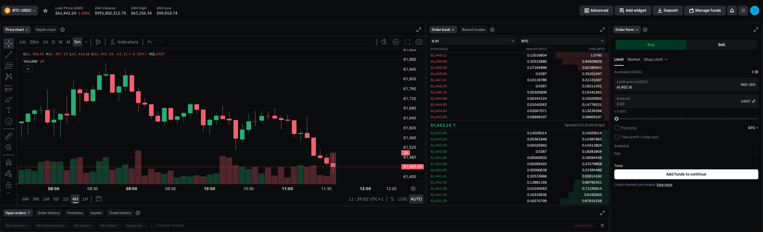 Coinbase Web Interface