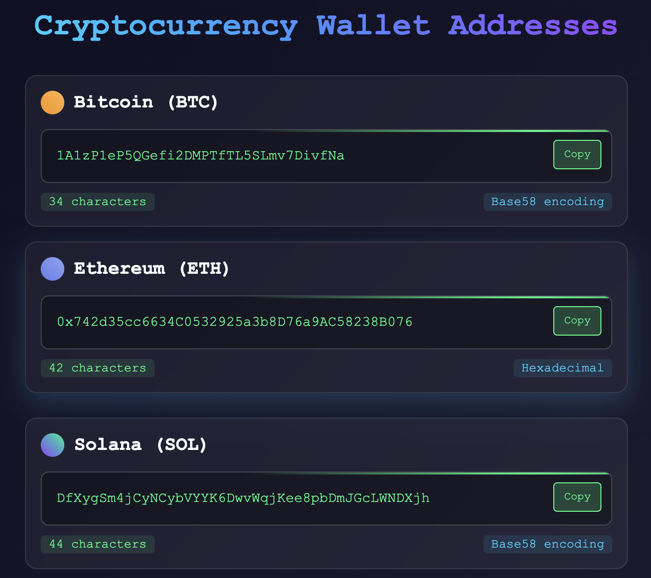 Crypto wallet addresses 