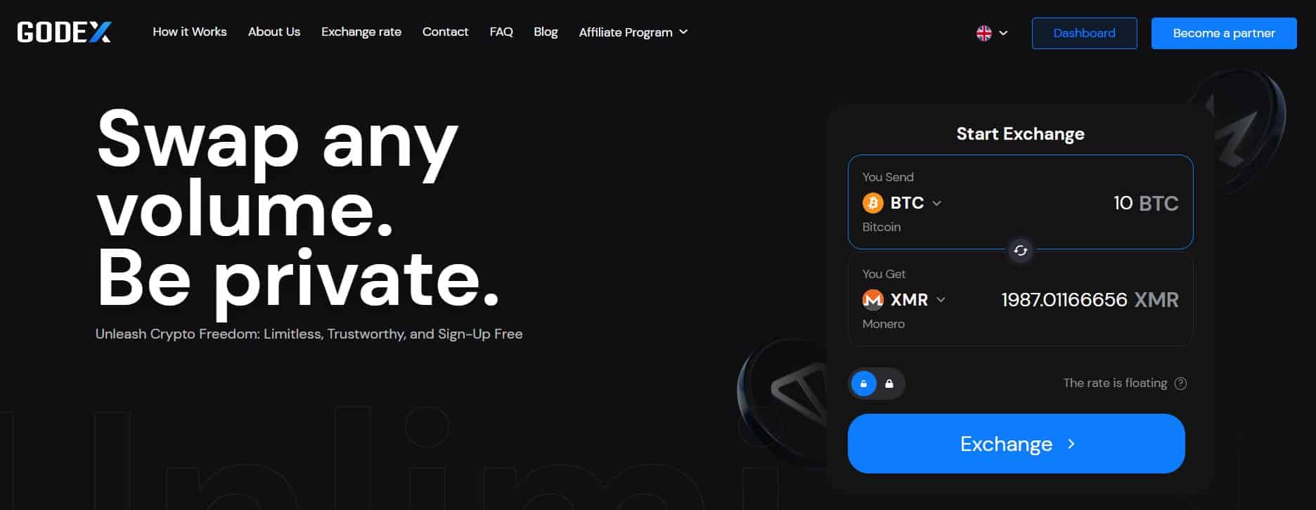 Godex No-KYC Exchange