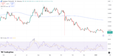 ADA’s daily price chart with 200-day SMA and 14-day RSI