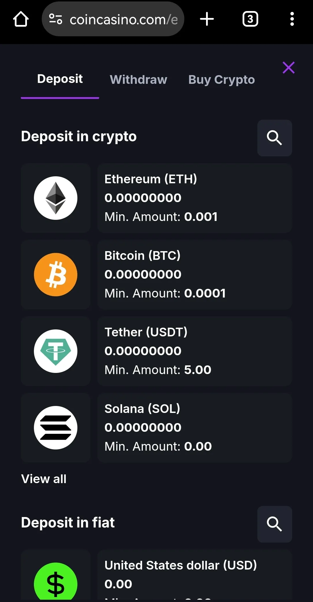 coincasino depositing