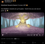 An X post from MetaMask explaining that their Rewards season 1 is now live