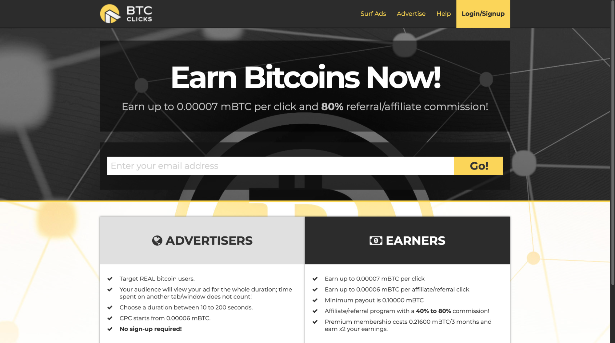 BTC Clicks Website
