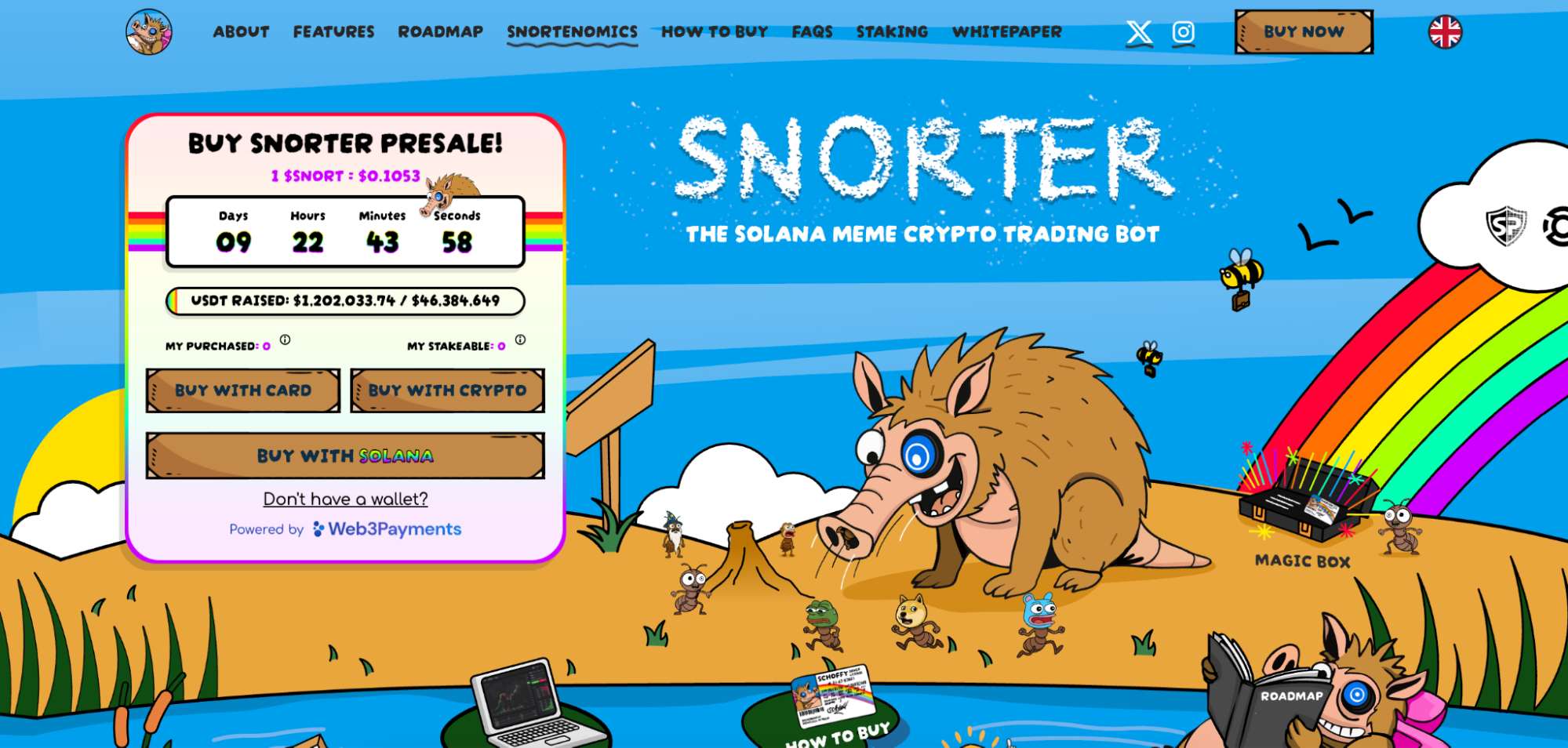 Snorter Token presale homepage