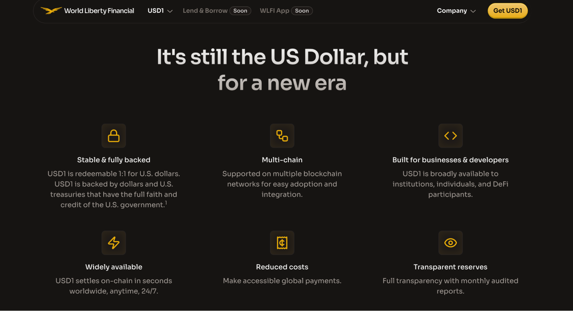 World Liberty Financial USD1 features